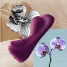 sex toy with collage of flowers and female form