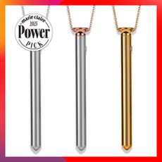 collage of Crave Vesper Vibrators Necklaces in rose gold, silver, and yellow gold