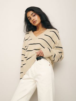 Sienna Oversized Cotton V Neck Sweater